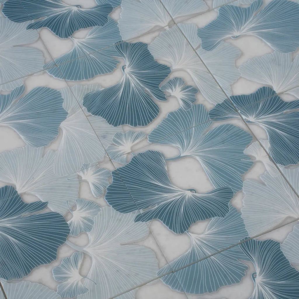 Bluma Gingko Blue Etched Marble Mosaic | Tile Club