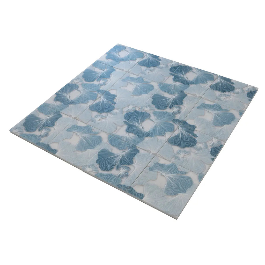 Bluma Gingko Blue Etched Marble Mosaic | Tile Club