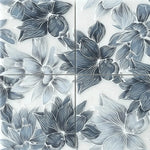 Bluma Floral Blue Etched Marble Mosaic