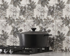 Bluma Floral Gray Etched Marble Mosaic Backsplash