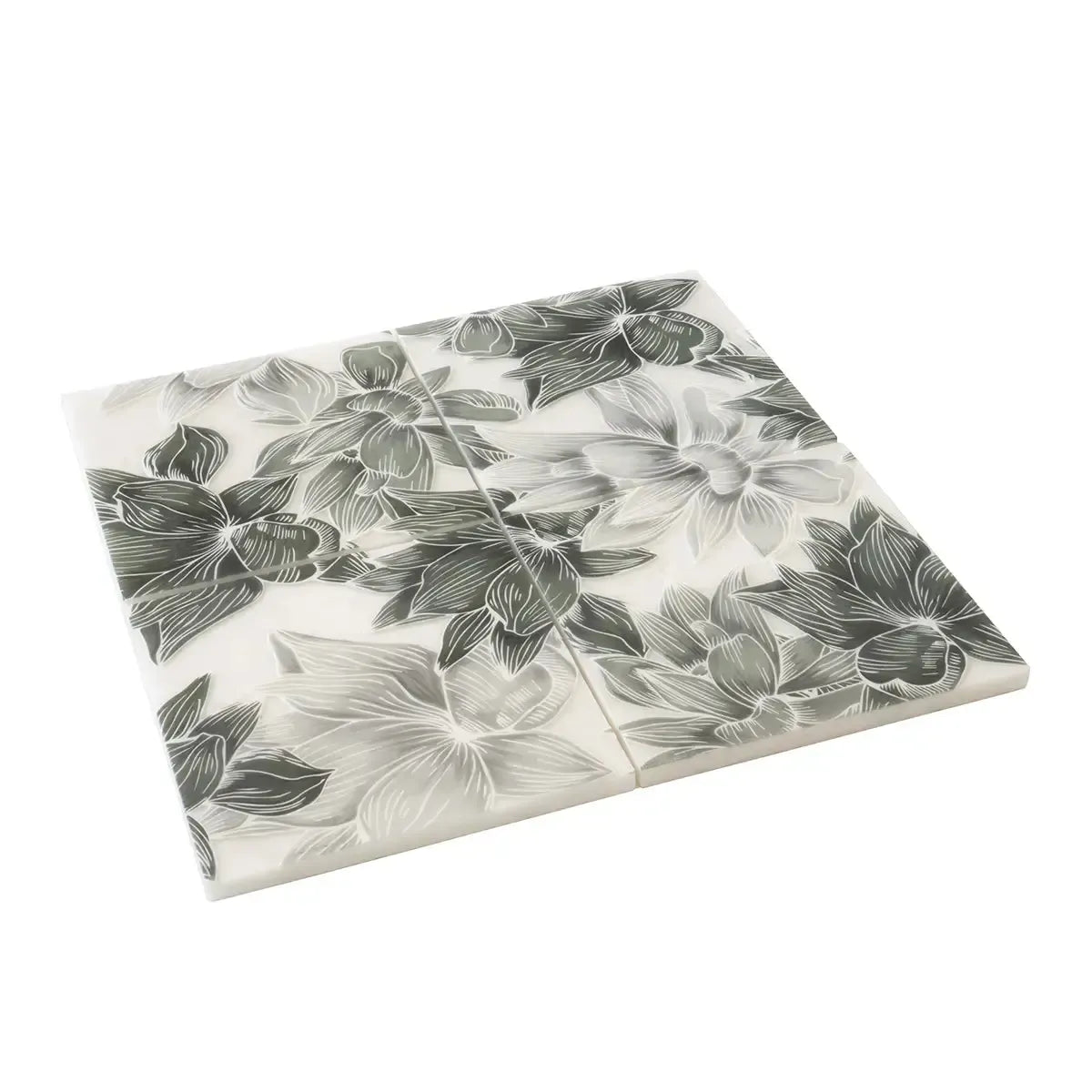 Bluma Floral Green Etched Marble Mosaic | Tile Club