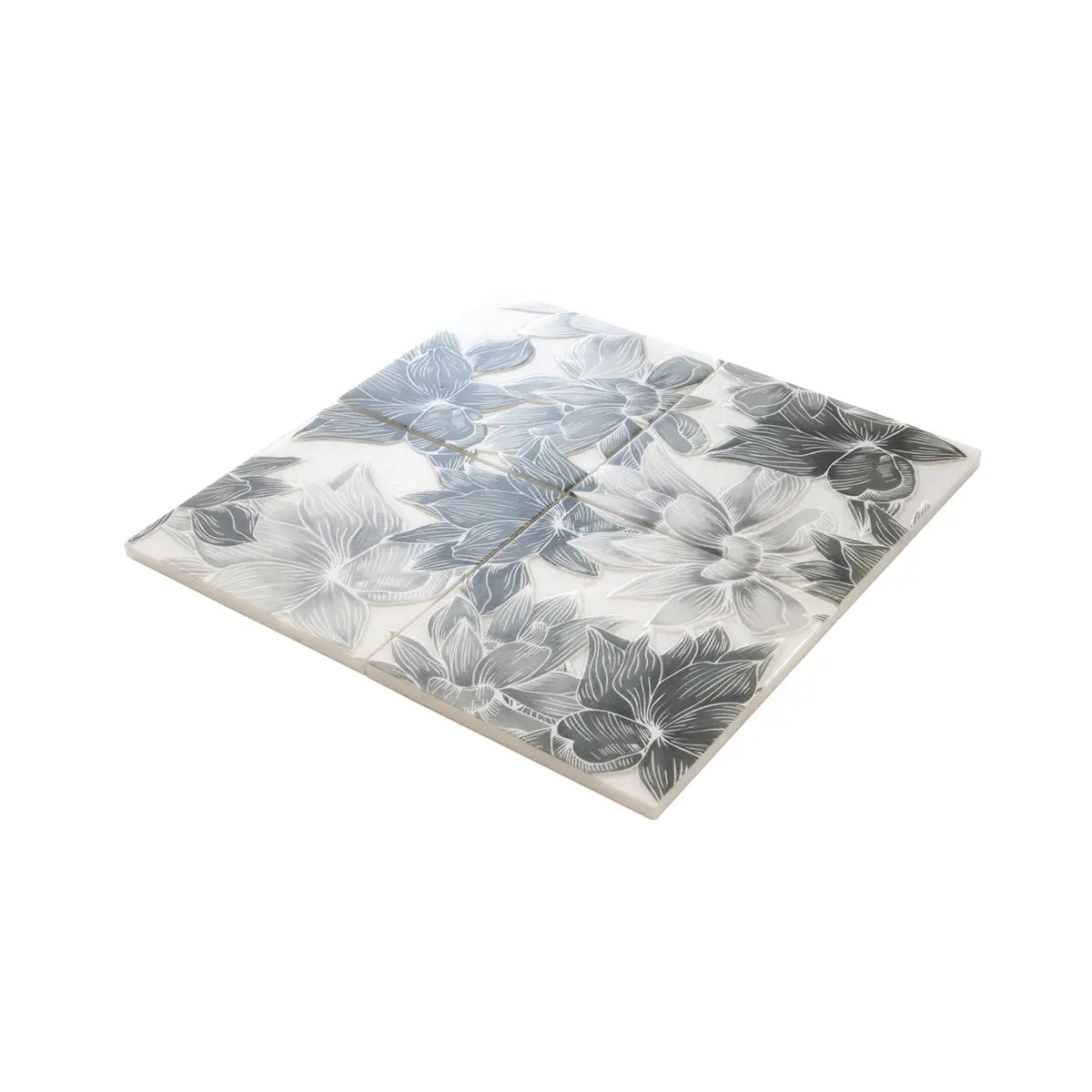 Bluma Floral Green Etched Marble Mosaic
