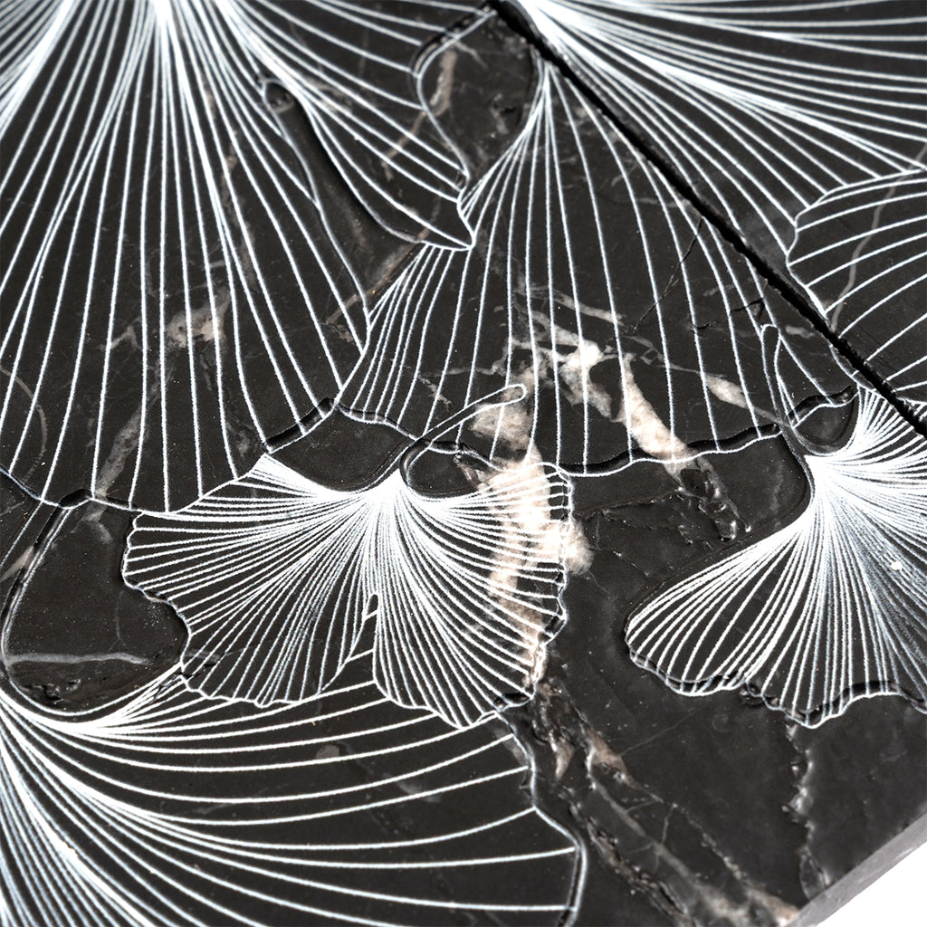 Bluma Gingko Black Etched Marble Mosaic | Tile Club