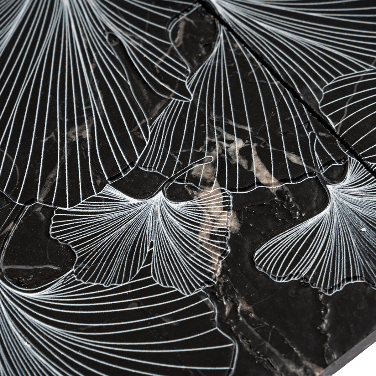 Bluma Gingko Black Etched Marble Mosaic