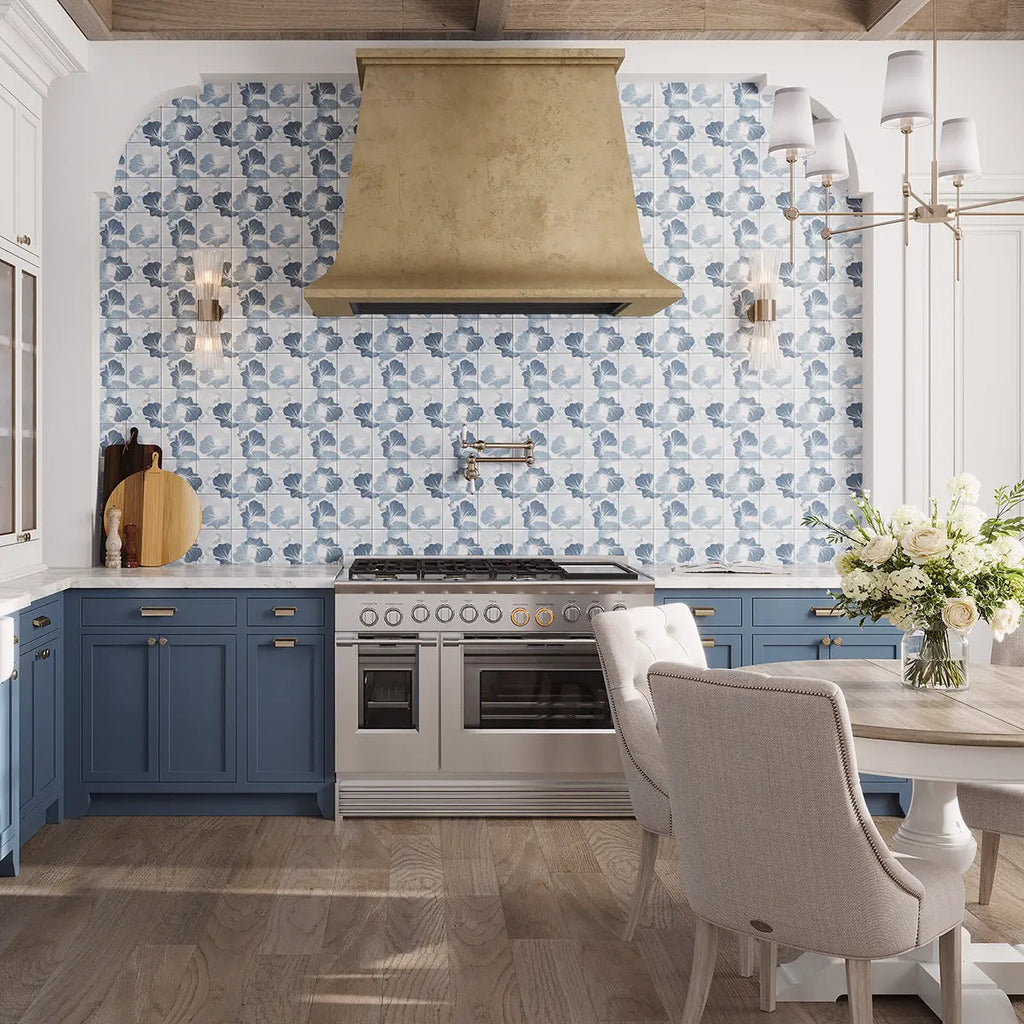 Bluma Gingko Blue Etched Marble Mosaic | Tile Club