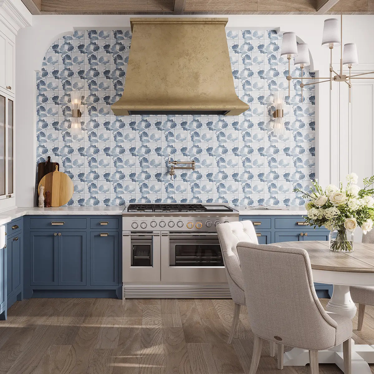 Bluma Gingko Blue Etched Marble Mosaic | Tile Club