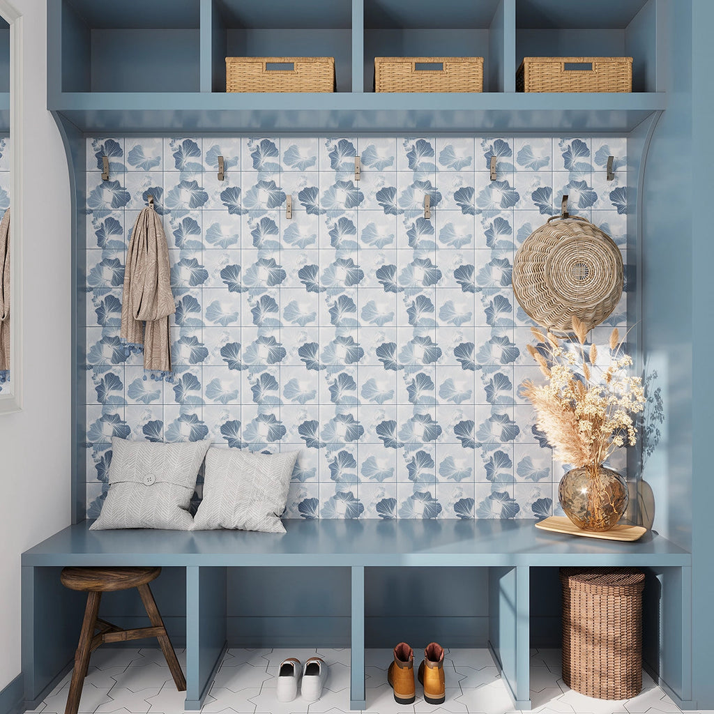 Bluma Gingko Blue Etched Marble Mosaic | Tile Club