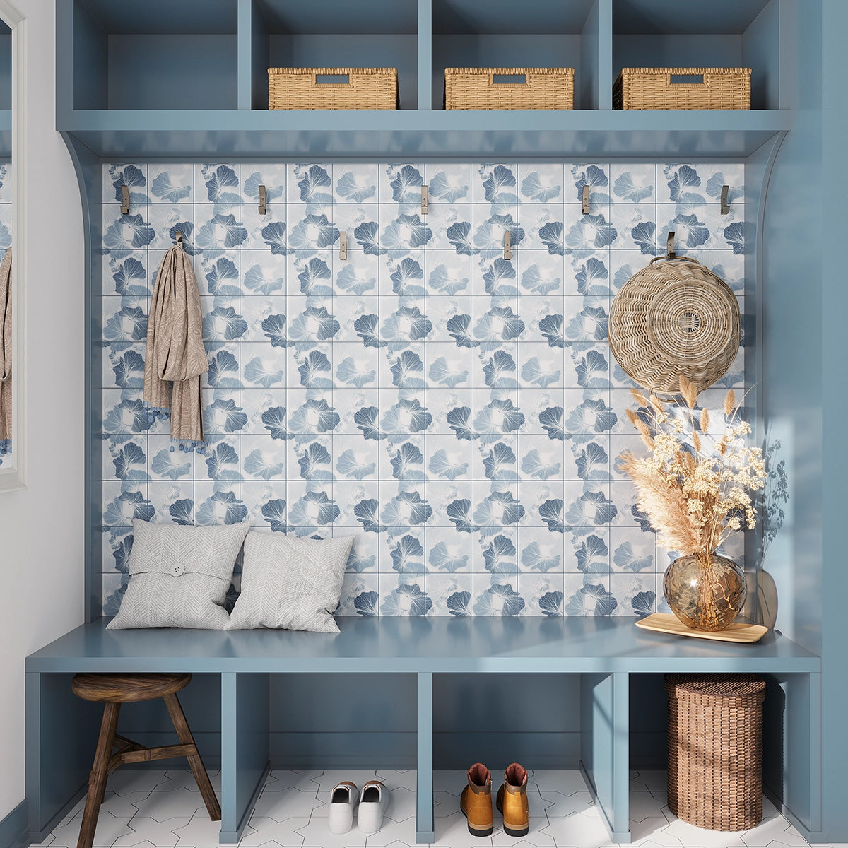 Bluma Gingko Blue Etched Marble Mosaic | Tile Club