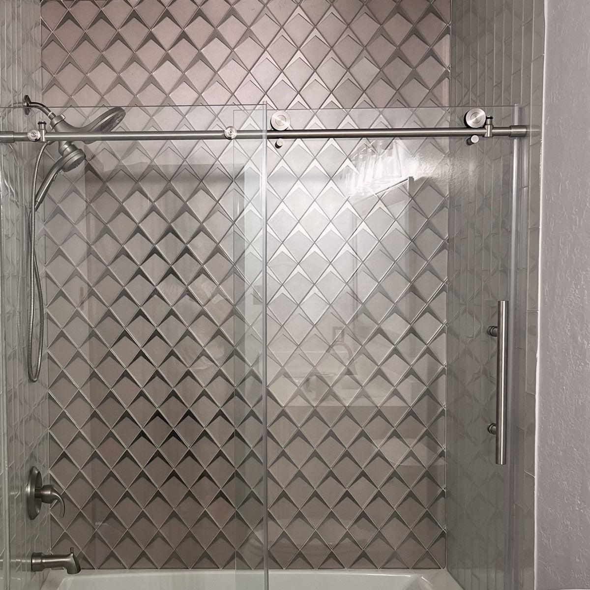 Blush Frost Diamond Glass Mosaic Tile