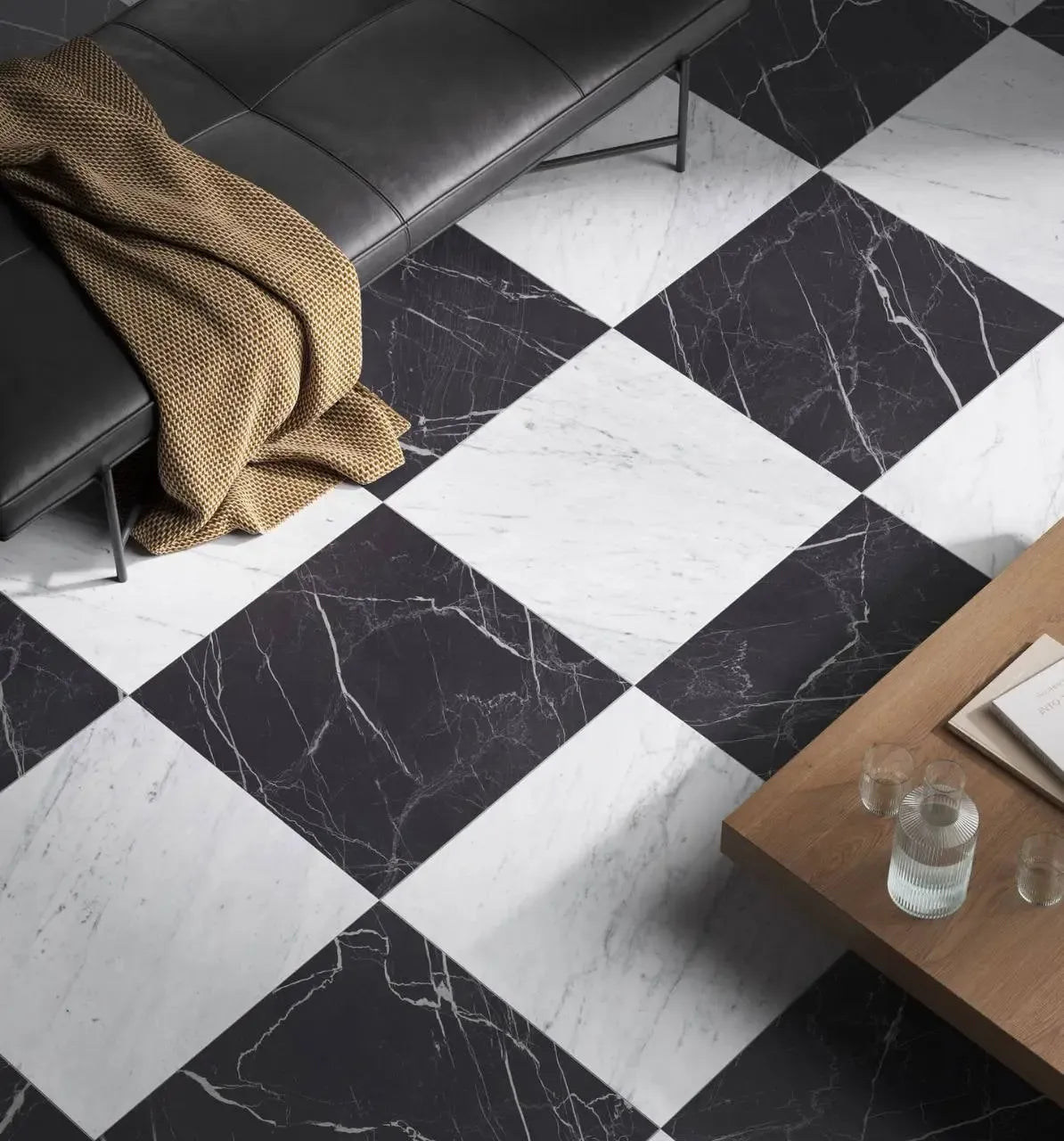 Boldara Nero Marble Look Porcelain Tile 12x12 | Tile Club