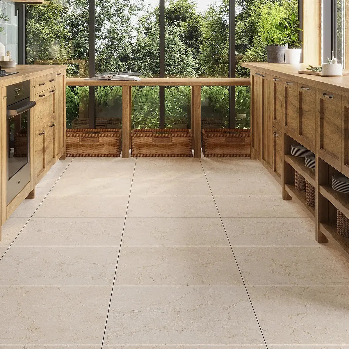Boldara Crema Marble Look Porcelain Tile 24x24 Kitchen Flooring