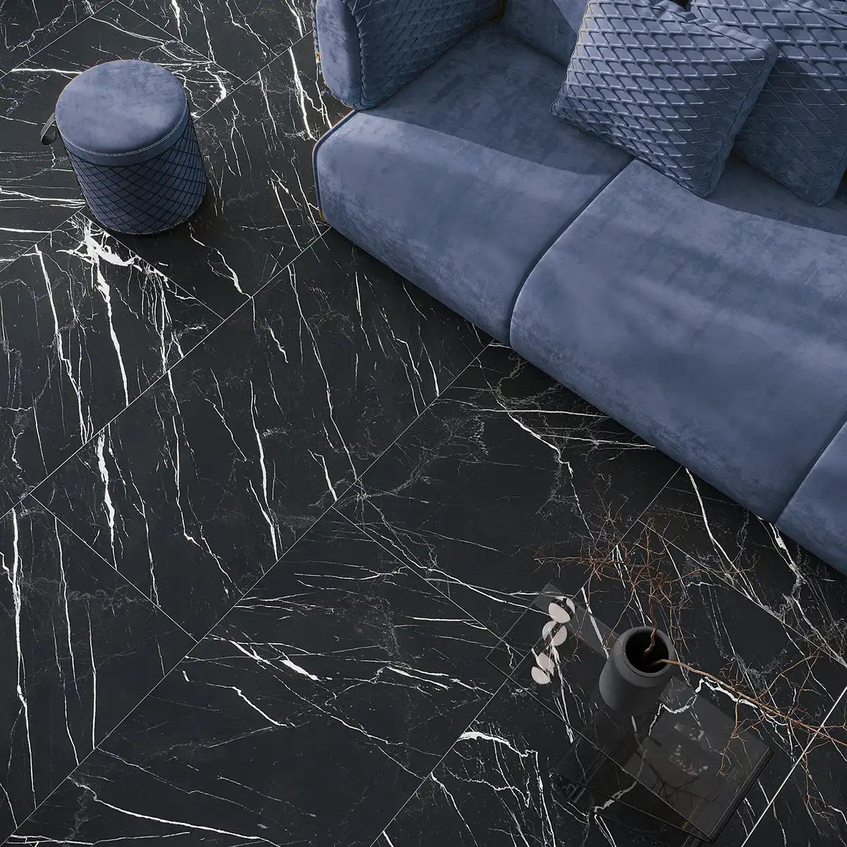Boldara Nero Marble Look Porcelain Tile 24x48