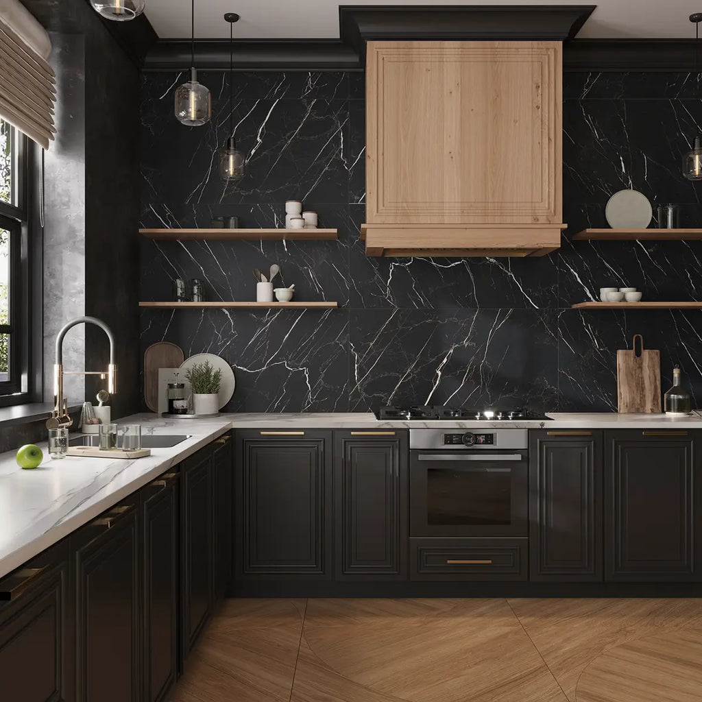 Boldara Nero Marble Look Porcelain Tile 24x48 | Tile Club
