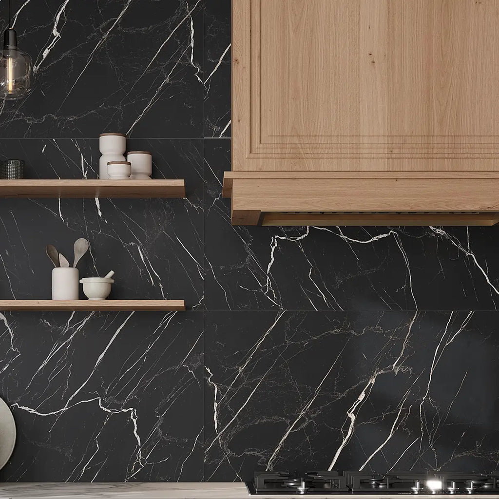Boldara Nero Marble Look Porcelain Tile 24x48 | Tile Club