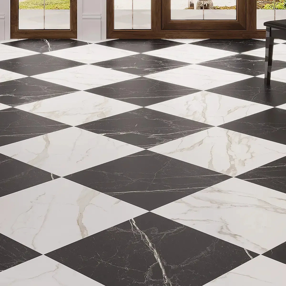 Boldara Nero Marble Look Porcelain Tile 24x24 | Tile Club