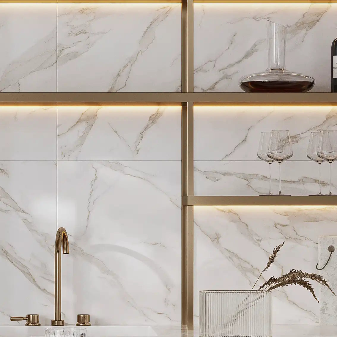 Boldara Oro Marble Look Porcelain Tile 24x48 | Tile Club