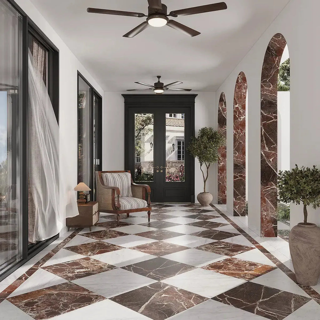 Boldara Rosso Marble Look Porcelain Tile 24x24 | Tile Club