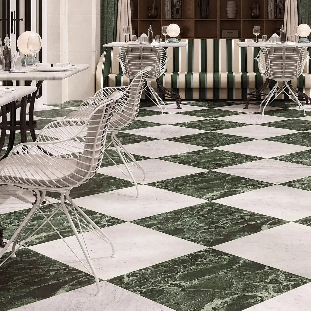 Boldara Verde Marble Look Porcelain Tile 24x24 Commercial Flooring