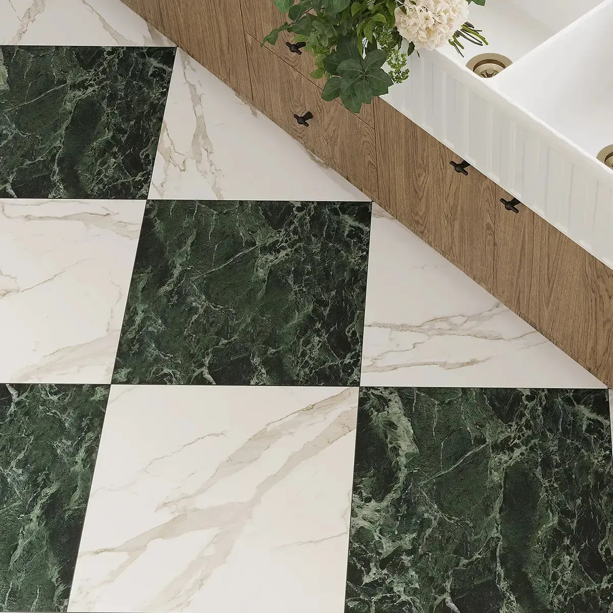 Boldara Verde Marble Look Porcelain Tile 24x24 | Tile Club