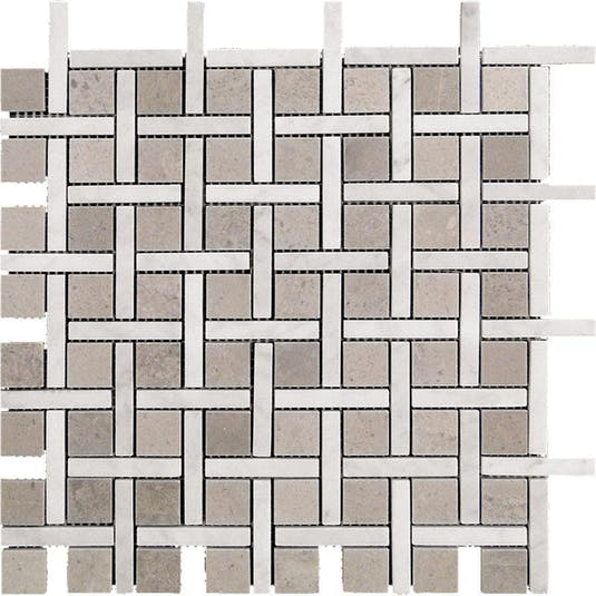 Boulevard Carrara And Beige Marble Mosaic Tile Sample