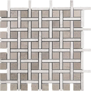 Boulevard Carrara And Beige Marble Mosaic Tile Sample