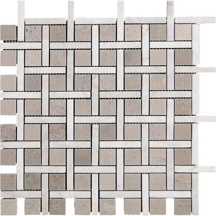 Boulevard Carrara And Beige Marble Mosaic Tile Sample