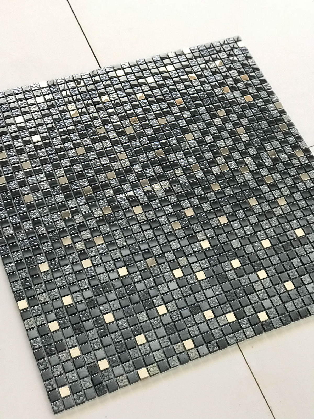 Breeze Gray Glass & Metal Mosaic Tile | Tile Club