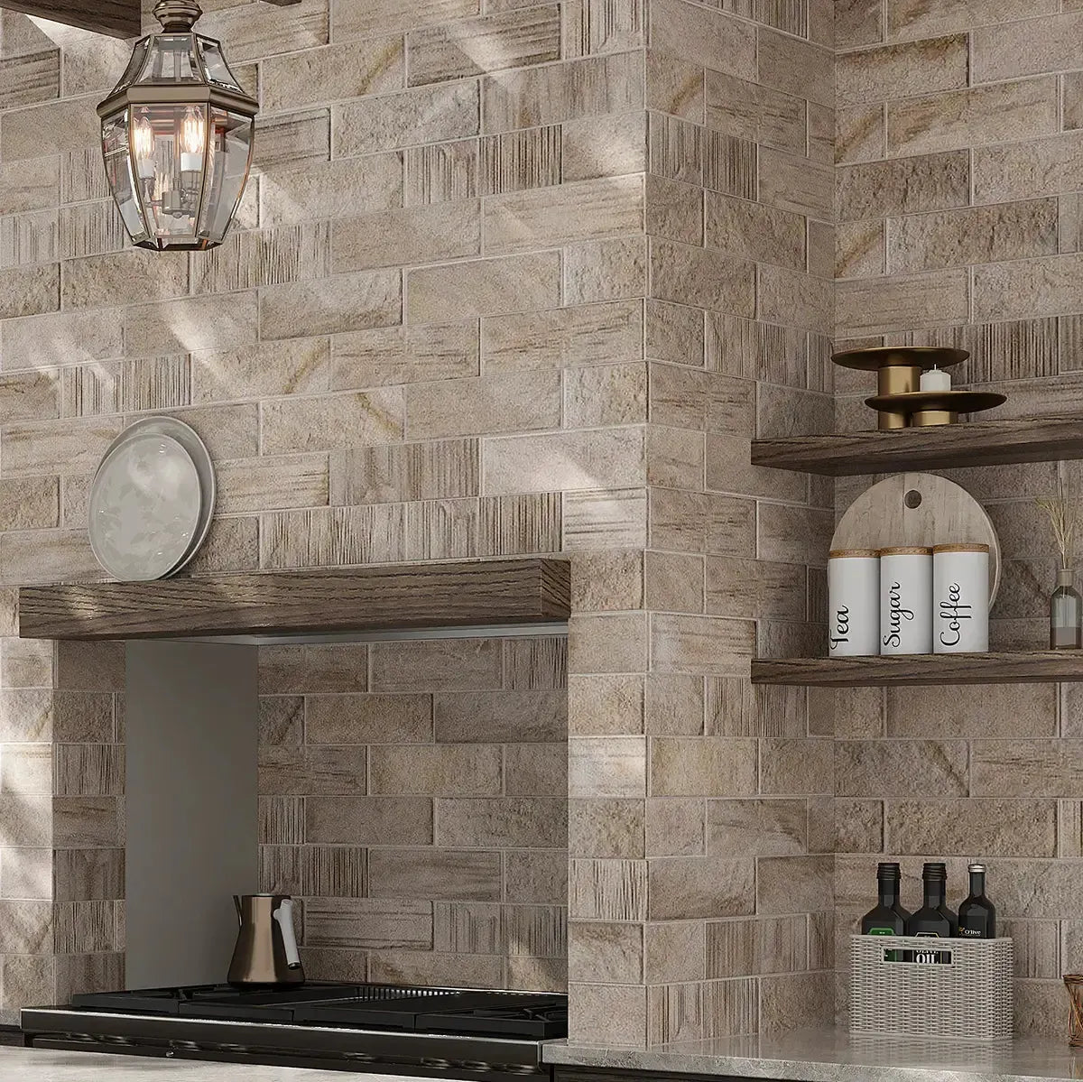Brick Brooklyn Natural Porcelain Tile Outdoor Kitchen Facing
