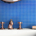 Bright Cobalt Blue Squares Glass Pool Tile | Tile Club