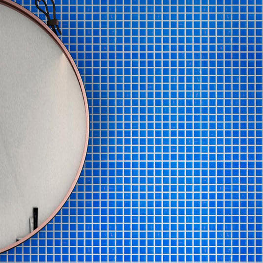 Bright Cobalt Blue Squares Glass Pool Tile | Tile Club