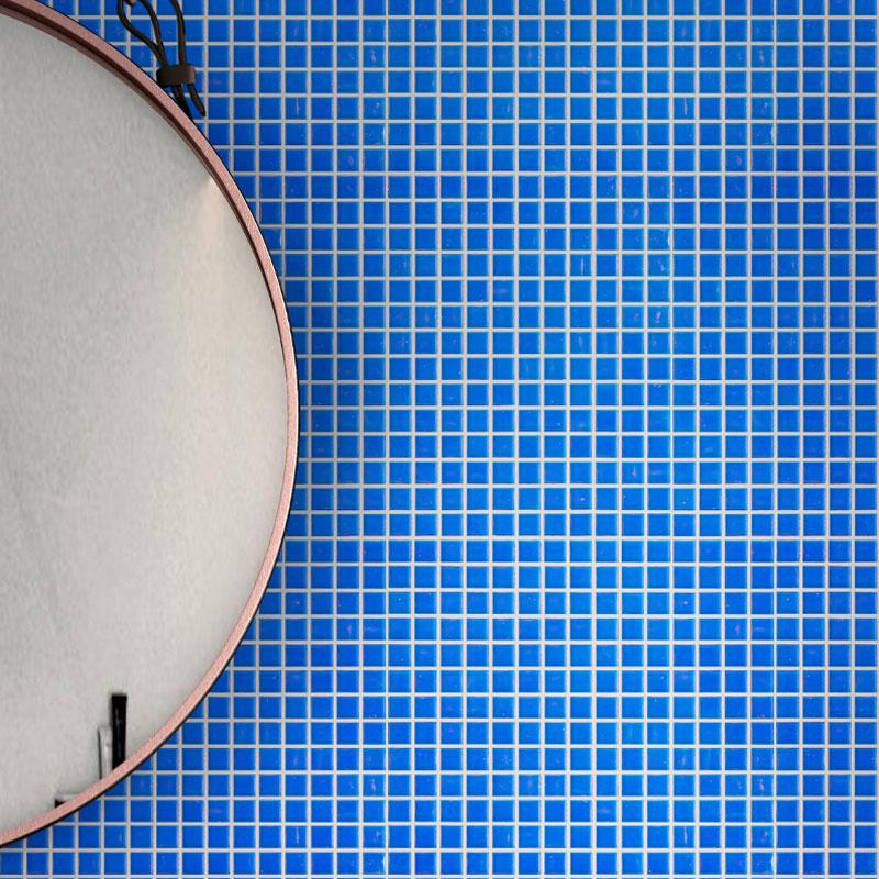 Bright Cobalt Blue Squares Glass Pool Tile | Tile Club