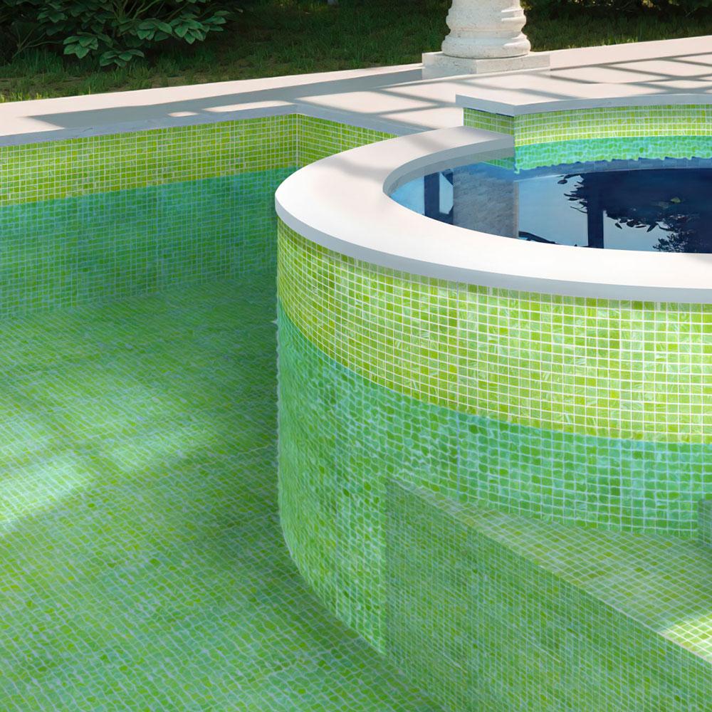 Bright Lime Mixed Squares Glass Pool Tile | Tile Club