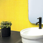 Bright Mustard Yellow Squares Glass Pool Tile | Tile Club