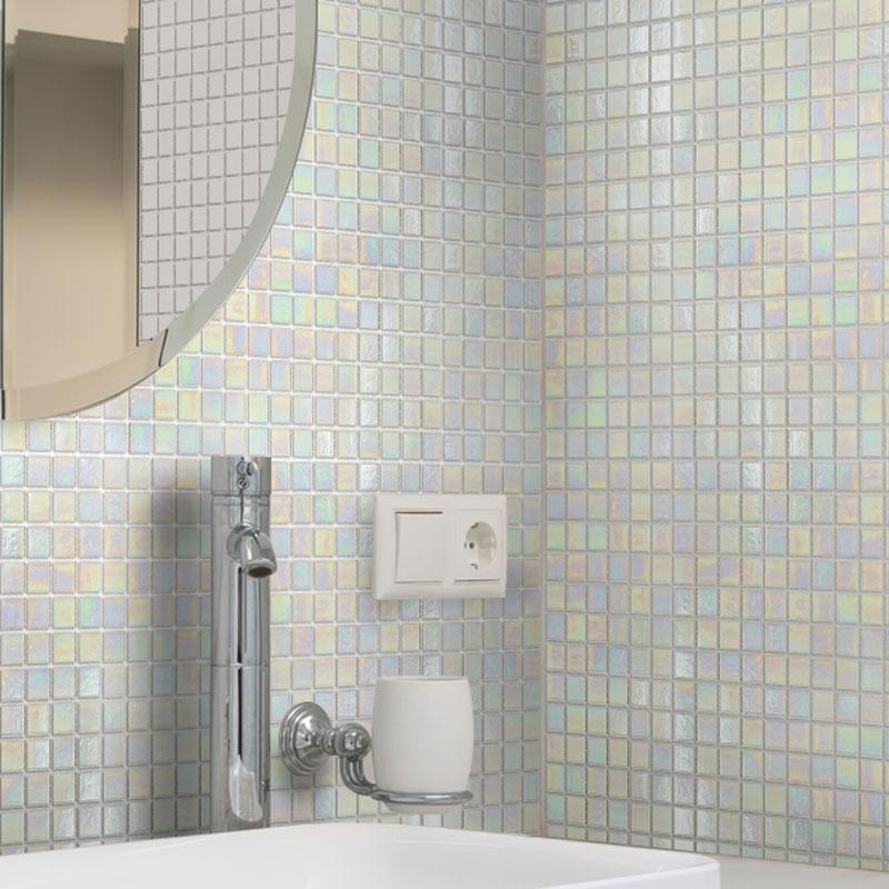 Bright Pearl Squares Glass Pool Tile | Tile Club