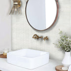 Bright White Squares Glass Pool Tile Bathroom Backsplash