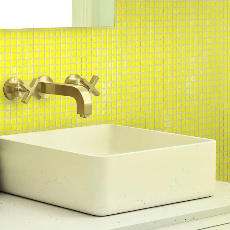 Bright Yellow Squares Glass Pool Tile | Tile Club