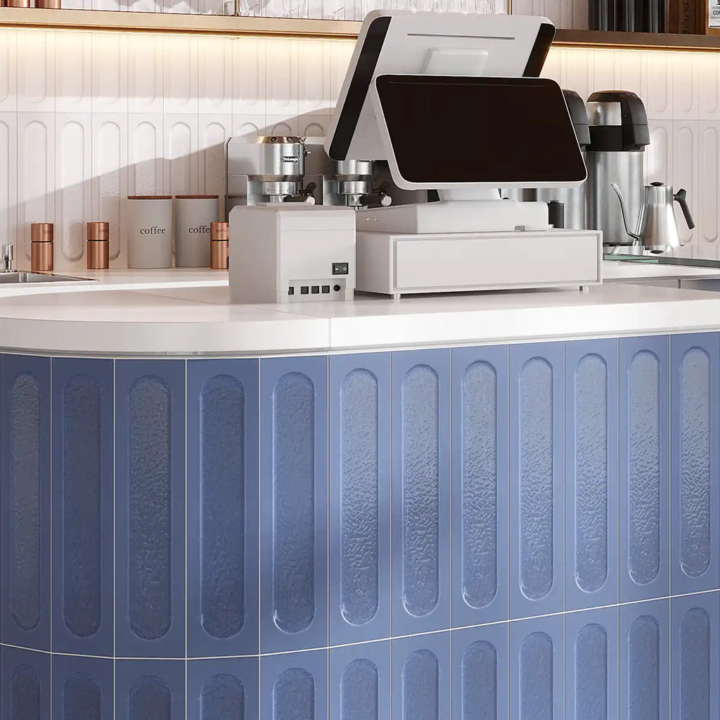 Brio Blue Dot 3D Ceramic Subway Tile Sample | Tile Club