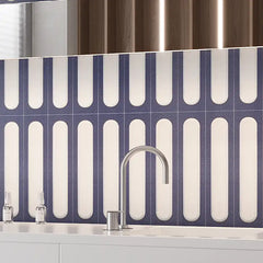 Brio Navy and White Dash 3D Ceramic Subway Tile