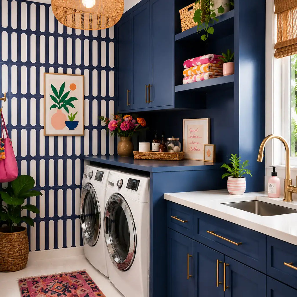 Brio Navy and White Dash 3D Ceramic Subway Tile | Tile Club