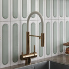 Brio White and Sage Dash 3D Ceramic Subway Tile Sample | Tile Club