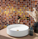 Shimmery brown glass tile bathroom wall backsplash