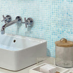 Brushed Baby Blue Squares Glass Pool Tile | Tile Club