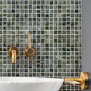 Brushed Black & Blue Mixed Squares Glass Pool Tile | Tile Club