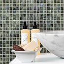 Brushed Black & Blue Mixed Squares Glass Pool Tile | Tile Club