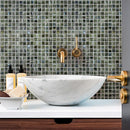 Modern bathroom adorned with vibrant Brushed Black & Blue tiles sparkles fiercely