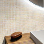 Brushed Cream White Squares Glass Pool Tile | Tile Club