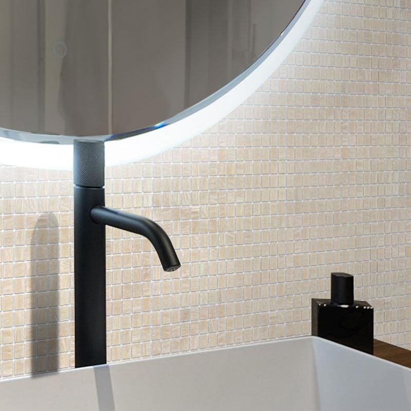 Brushed Cream White Squares Glass Pool Tile | Tile Club