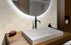 Brushed Cream White Squares Glass Pool Tile Bathroom Backsplash