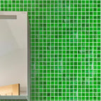 Brushed Emerald Green Squares Glass Pool Tile | Tile Club