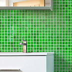 Brushed Emerald Green Squares Glass Pool Tile | Tile Club